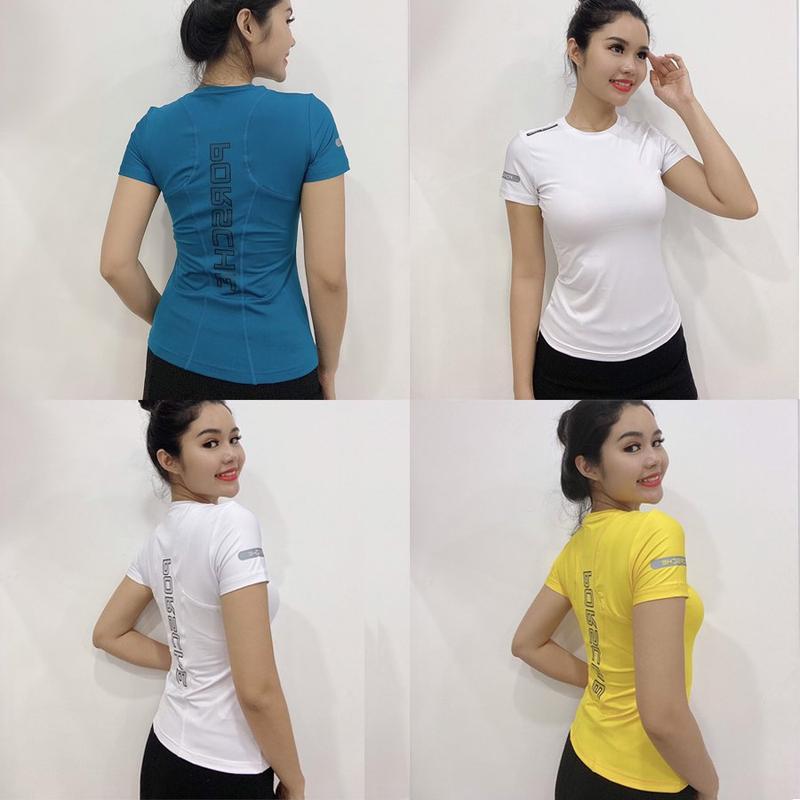 Áo thun thể thao nữ tập Gym, Yoga, Aerobic tay ngắn chất thun co giãn 4 chiều, thấm hút mồ hôi tốt phù hợp tập Gym, Yoga, Aerobic