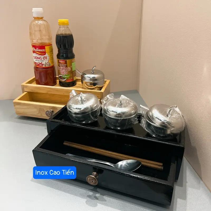 Hộp gỗ đựng đũa muỗng 1 ngăn & 2 ngăn 4