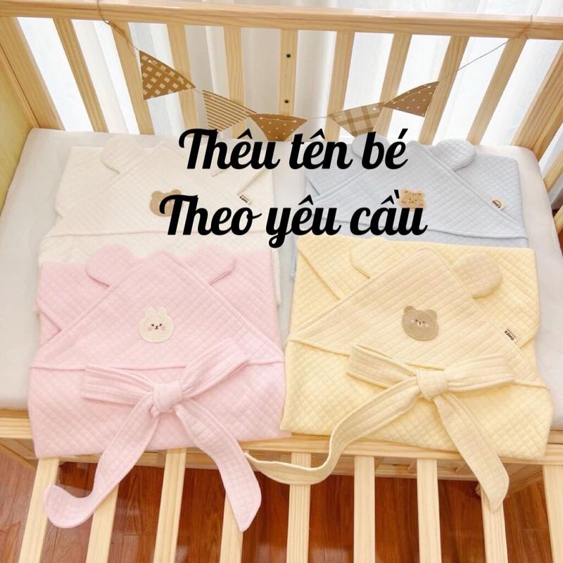 Khăn choàng Ủ Choàng cho bé trần bông cao cấp Thêu Tên Bé theo yêu cầu MiniMom