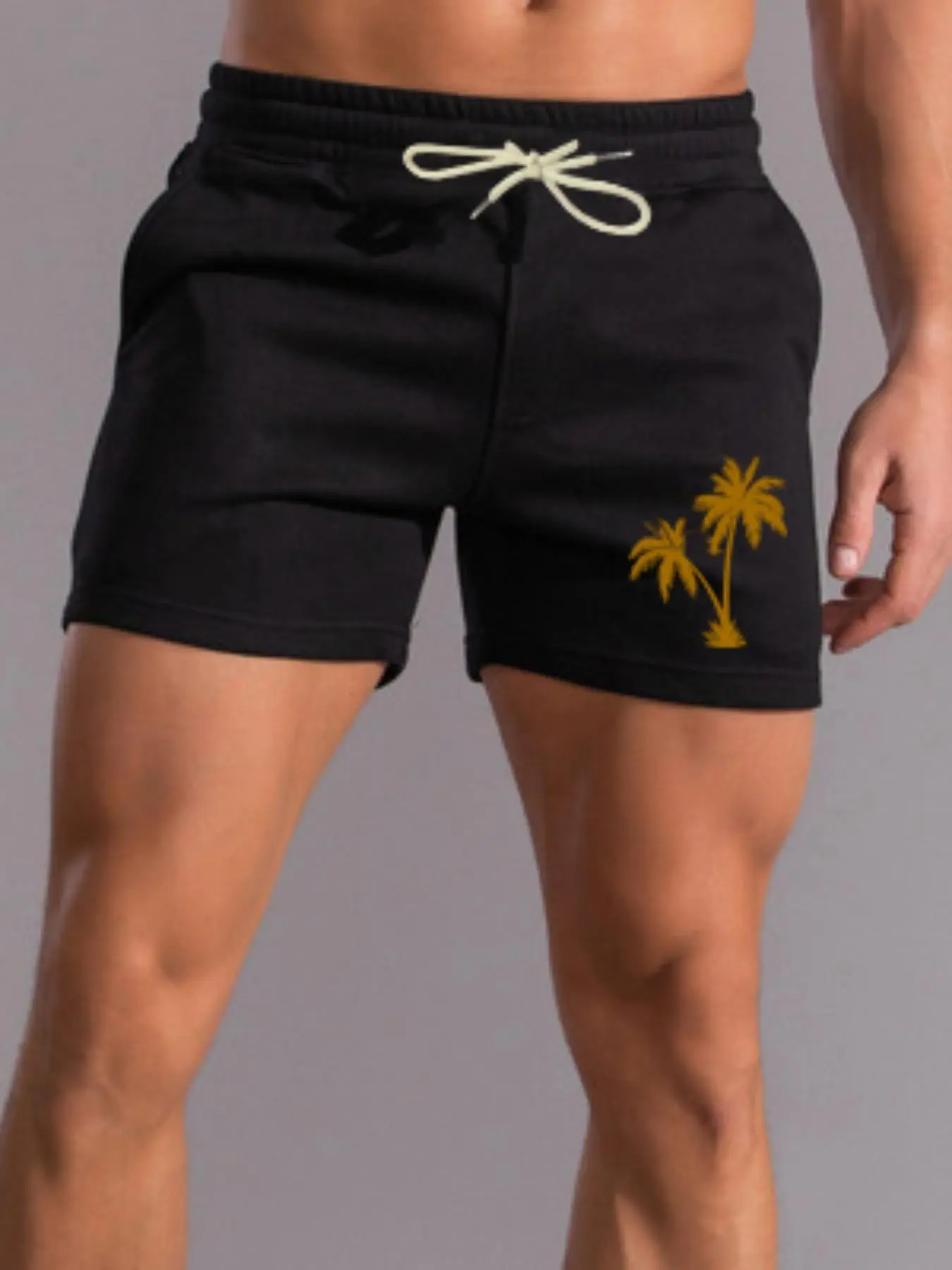 Men's Regular Fit Palm Tree Print Drawstring Waist Shorts, Casual Pocket Shorts for Summer, Fashion Men's Bottoms for Daily Wear