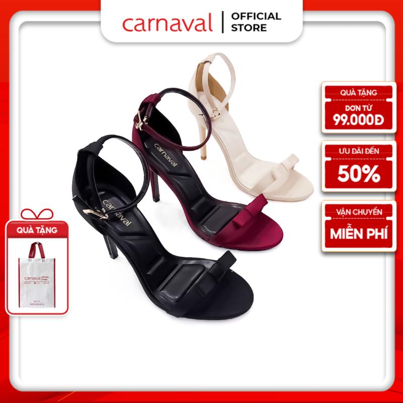 Giày Sandal Cao Gót Nữ Carnaval Gót Nhọn 2 Loại Gót 7cm và 10cm Siêu Tôn Dáng Quai Đính Nơ - VS145