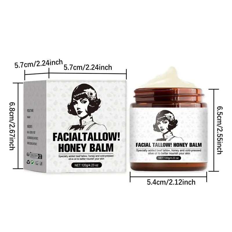 Whipped Beef Tallow and Honey Balm, Moisturizing Nourishing Body Lotion, Body Moisturizer Hydrating Cream Body Care Product, Deep Moisturizing Body Care Product for Daily Use, Skin Soothing Cream, Moisturizer 1