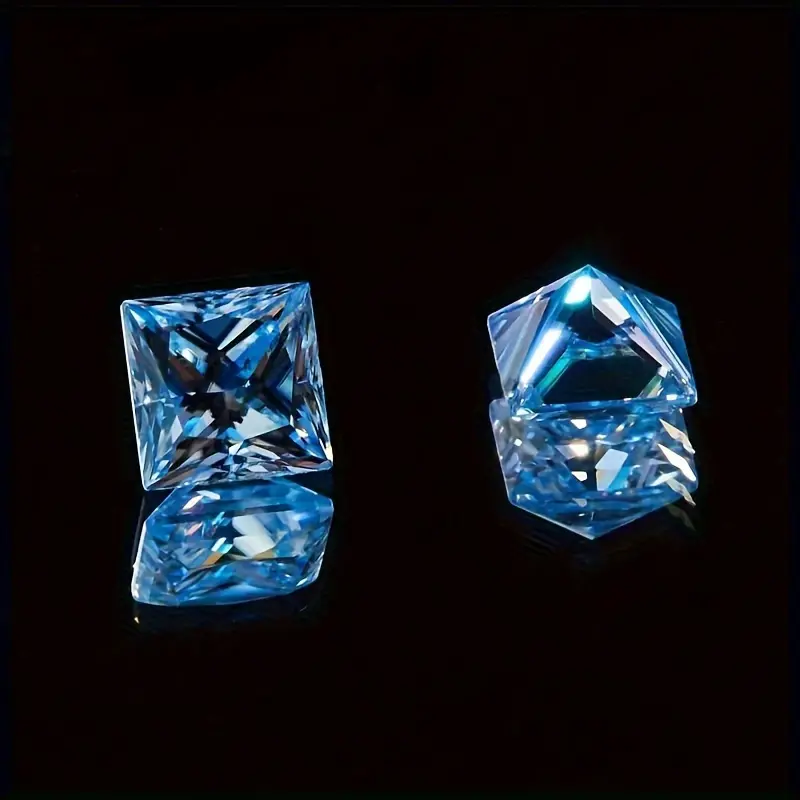 Set Barang Kemas Puteri Biru Laut, 6pcs, Potongan Cerah Persegi, Moissanite Longgar, Sesuai untuk Hadiah Perkahwinan dan Percutian, Termasuk Loket Kalung, Cincin dan Anting-Anting, Gelang, DIY, Sesuai untuk Membuat Barang Kemas Sempurna