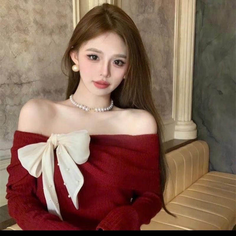 Ngọc Bích Bigsize Áo thun tăm trễ vai tay dài đính nơ ngọc ms 109 nữ women Voi Top 6