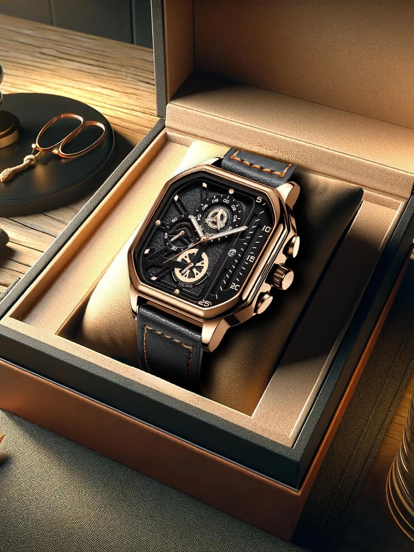 Men's Classic Fashion Square Dial Analog Quartz Watch, Fashion Watch for Party, Daily Clothing Decor, Trendy All-match & Exquisite Watch for Birthday Gifts with Box