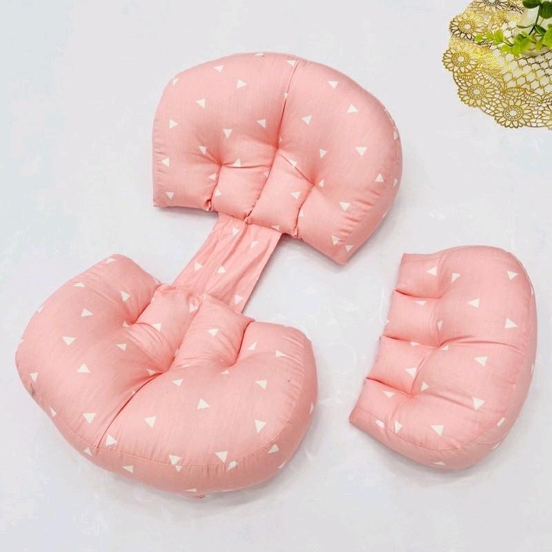 gối bầu cánh tiên có miếng dán điều chỉnh kèm gối phụ.gối bầu nâng Đỡ Bụng ,hỗ trợ giảm đau lưng vải cottong 100% kèm bông tinh khiết 7d chân gối gối cho mẹ