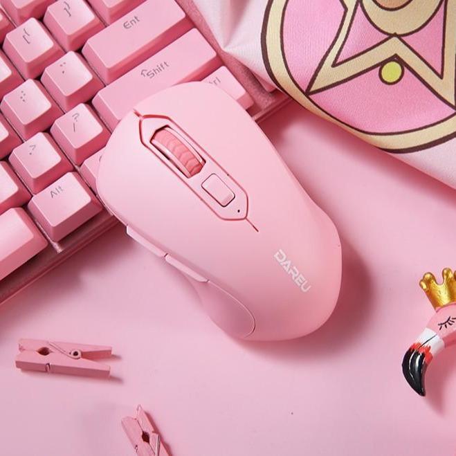 Chuột Không Dây DAREU LM115 PINK/ White / Black- Chuột Máy Tính Màu Hồng Dễ Thương