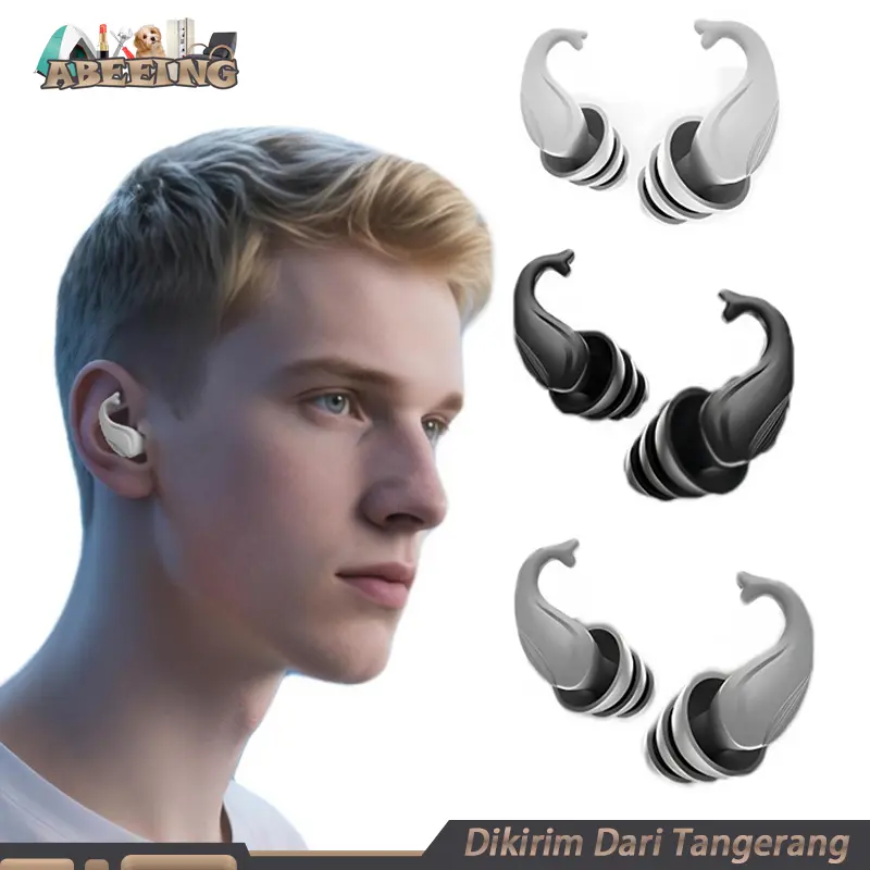Earplug 3 Lapis Kedap Suara Penutup Telinga Untuk Tidur Dan Renang Bahan Silikon Lembut