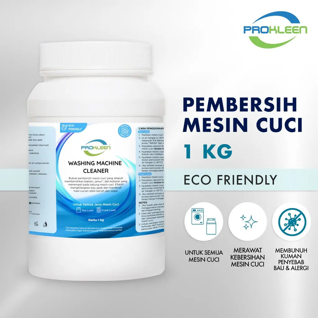 PROKLEEN Pembersih Mesin Cuci Washing Machine Cleaner Premium 1Kg - 500gram Set