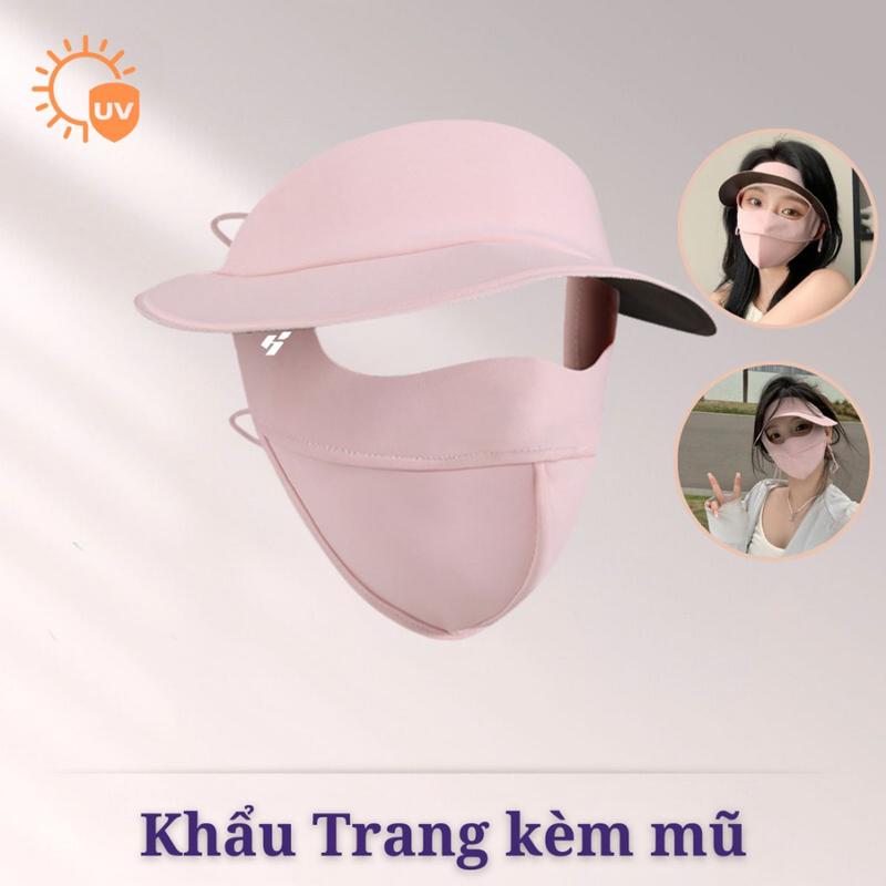 Mũ Khẩu Trang Vải Lụa Nhật Kèm Nón Chống Nắng Chống Tia UV UPF50+. Nón Mũ Vành Rộng Đi Đường Ngăn Nắng Bảo Vệ Da 1