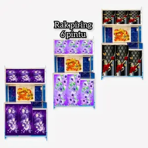 STIKER RAK PIRING 6 PINTU MOTIF BUNGA KEMBANG Sticker