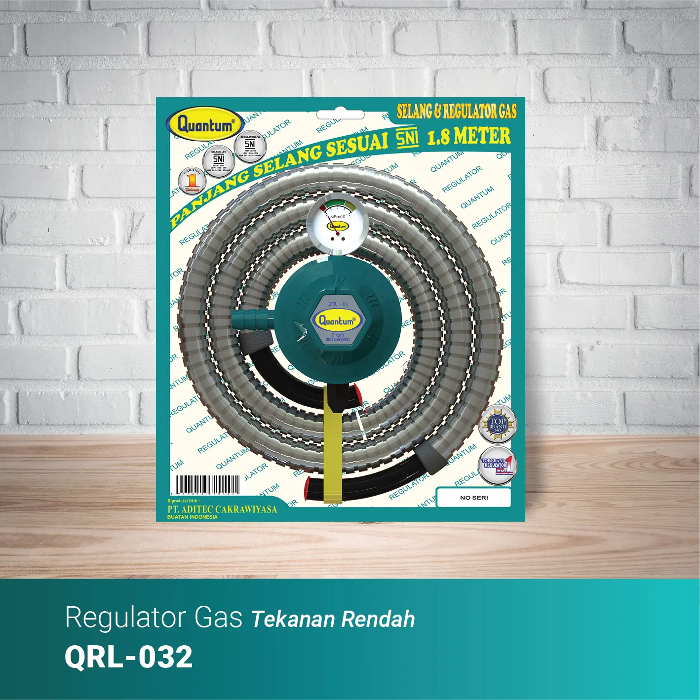 Regulator Gas Selang Quantum QRL-032 dengan Metal Cover Anti Tikus dan Garansi 1 Tahun