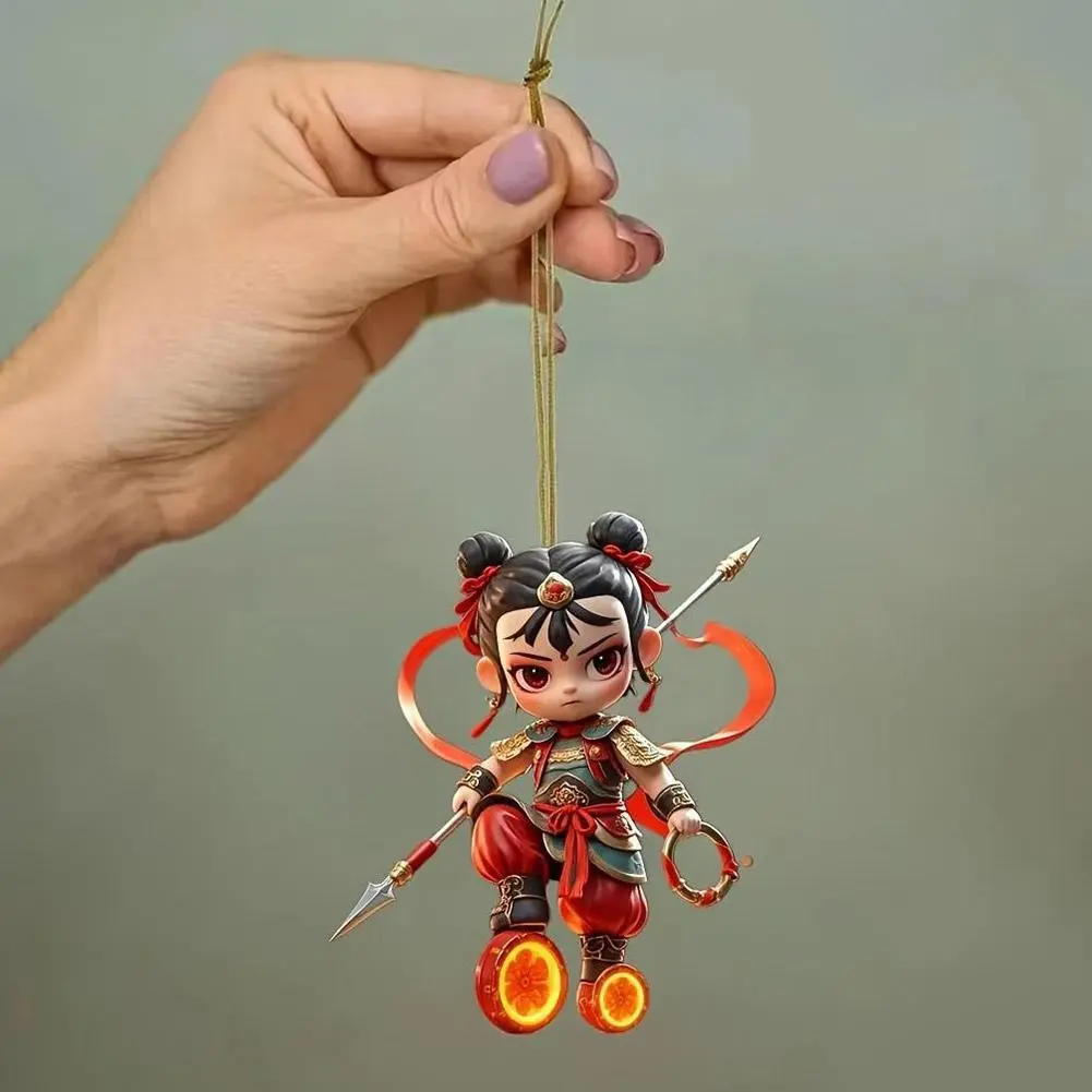 Ne Zha 2 2D Cute Nezha Car Rearview Mirror Pendant Bag Keychain