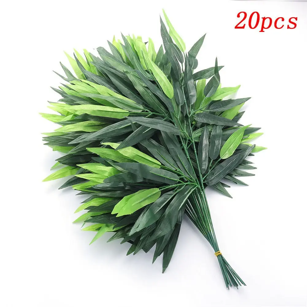Cây Tre Nhân Tạo, 20 Cái / bộ, Lá Tre Giả Cho Gia Đình, Cành Lá