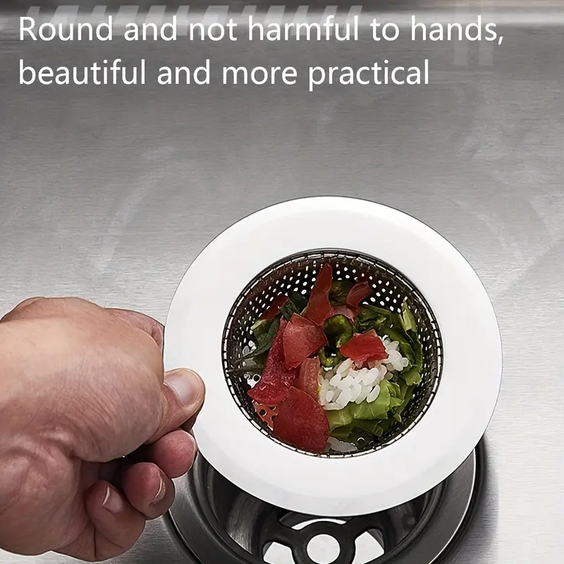 A Stainless Steel Kitchen Sink Strainer, Kitchen Vegetable Basin Drain Strainer, Wide Edge Design Diameter 11.43cm, Suitable for Most Kitchen Sinks [Silver] 1