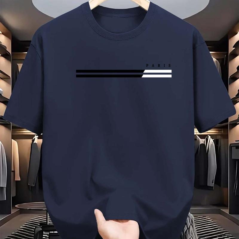 Men's summer casual T-shirt simple digital print plus loose short sleeved top 7