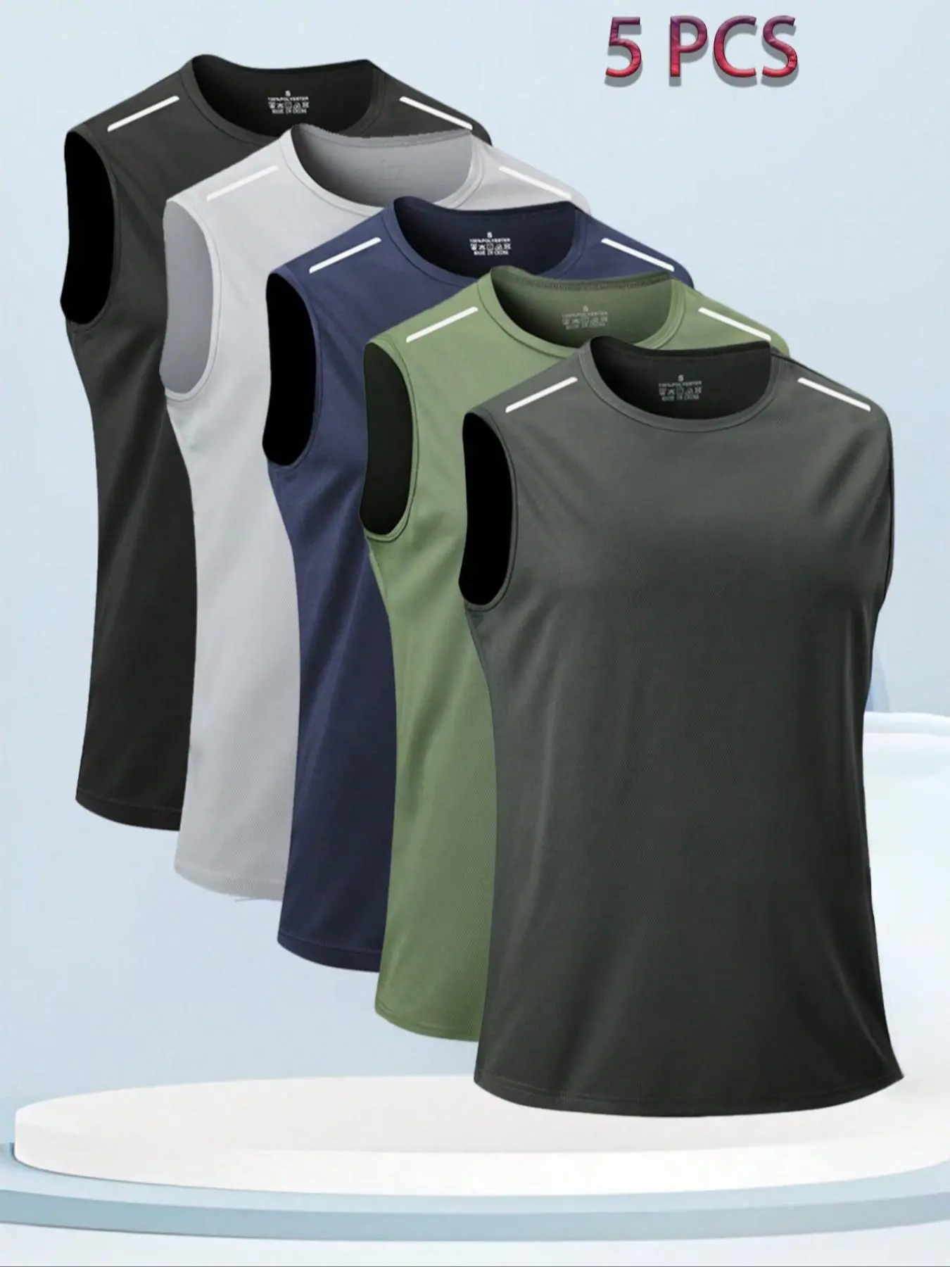 Men's Solid Color Geometric Print Raglan Sleeve Tank Top, Regular Fit Casual Quick Drying Breathable Sleeveless Top for Summer, Men's Clothes for Gym Workout Running, Menswear, Sports Jersey