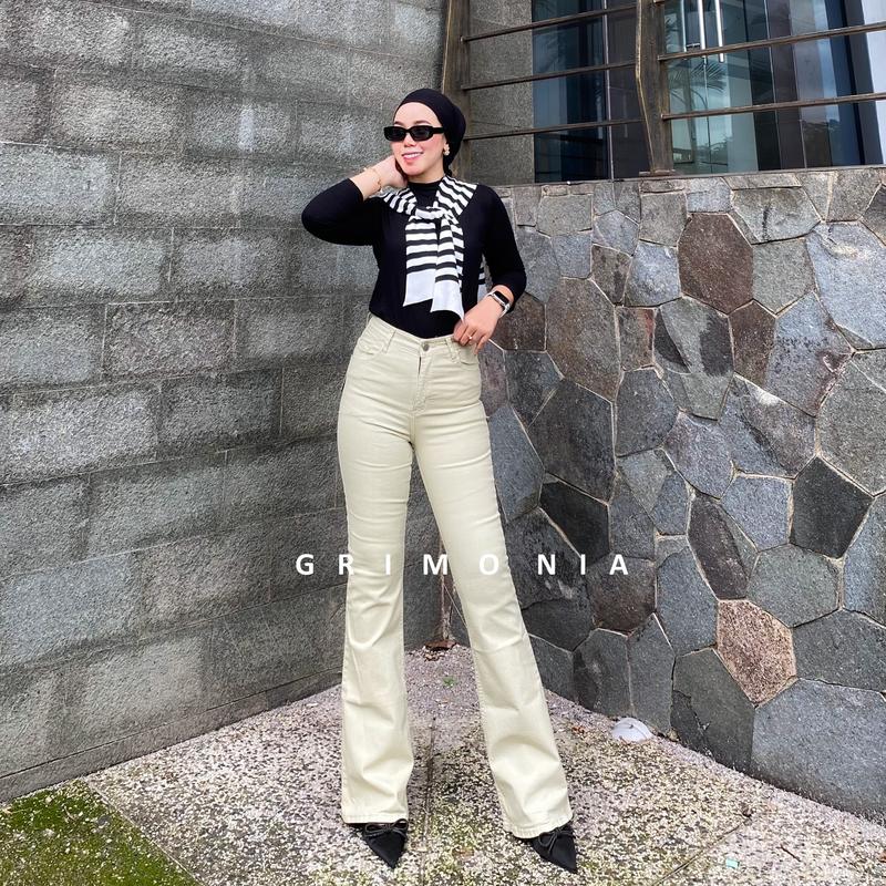 GS-Jeans Cutbray Velicia Cream-streetch jeans Wanita Panjang 0