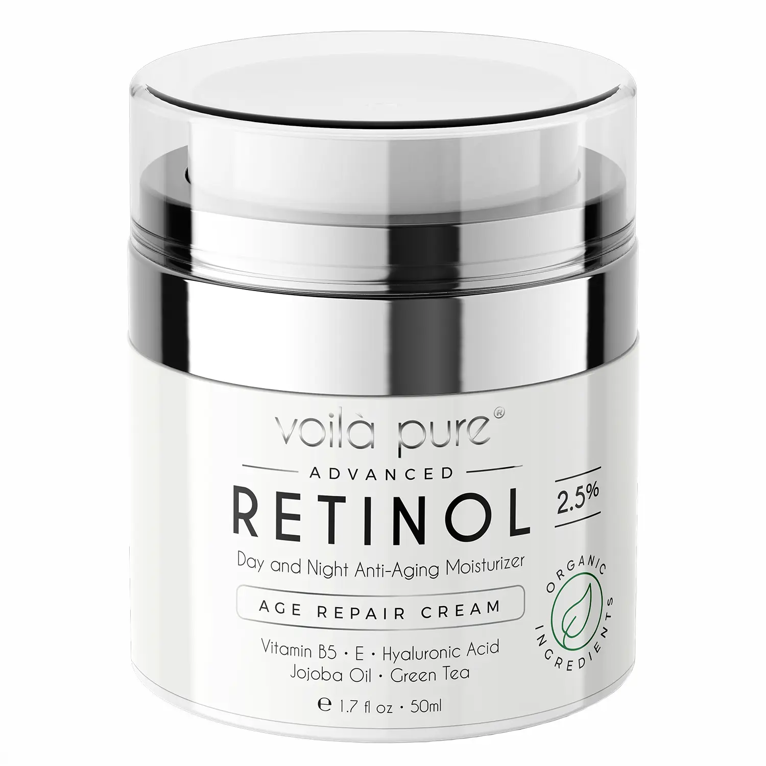 Voila Pure Advanced 2.5% Slow Release Retinol Moisturiser - Infused With Hyaluronic Acid & Vitamin E  50ml Moisturizers Skincare Skin Repair Moisturizing Hydrating Comfort Moisture Hydrate