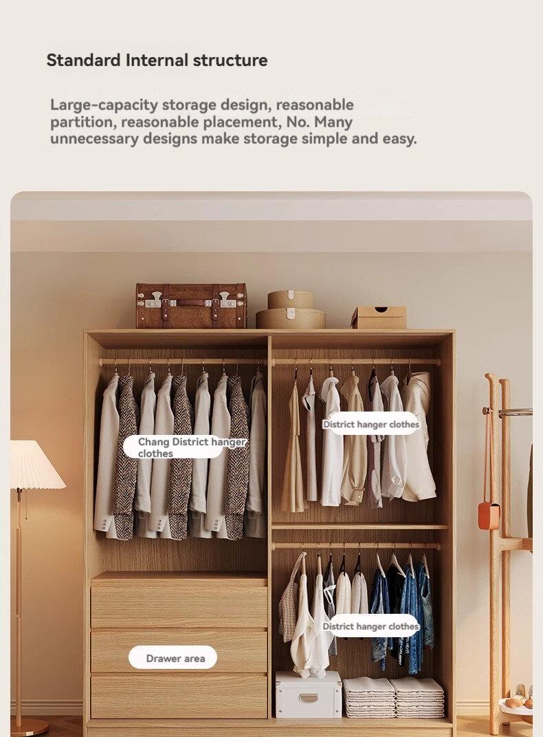 Product Introduction of [Pre Order] Nordic sliding door wardrobe, bedroom, simple and small-sized household, sliding door, wooden style combination, Japanese style storage wardrobe 25