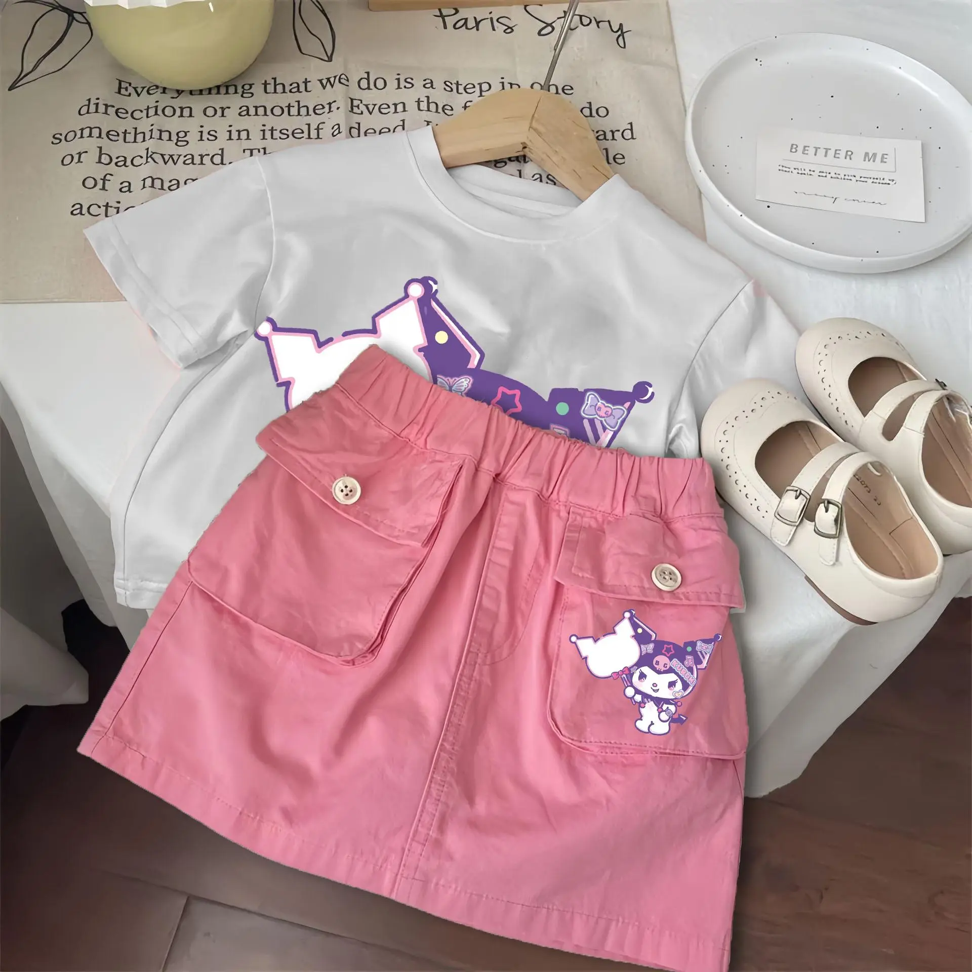 Oneset Labubu lucu Rokpants Saku Samping 1-7 Tahun