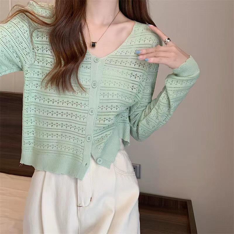 Áo cardigan len , Áo khoác len lưới mỏng diện hè xinh chất liệu len dệt kim mềm mịn,  khoác nhẹ nhàng ngoài áo bra áolen quang aolen formrong