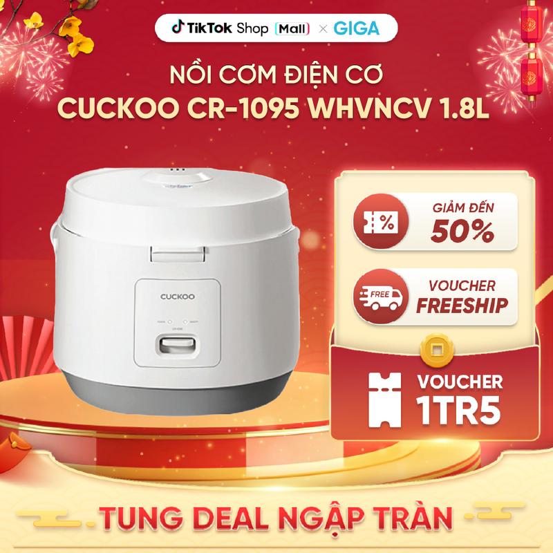 [Có xửng hấp] Nồi cơm điện cơ Cuckoo CR-1095 WHVNCV 1.8L - Công nghệ giữ nhiệt đa chiều - Chống dính - BH 24 Tháng - nồi cơm điện đa năng
