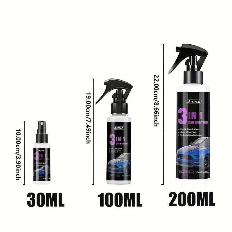 Multifunctional 3 In 1 Ceramic Coating for Car, 1 Count Ceramic Car Paint Spray, Rapid Ceramic Spray Coating Agent, Professional Car Paint Care Supplies 1