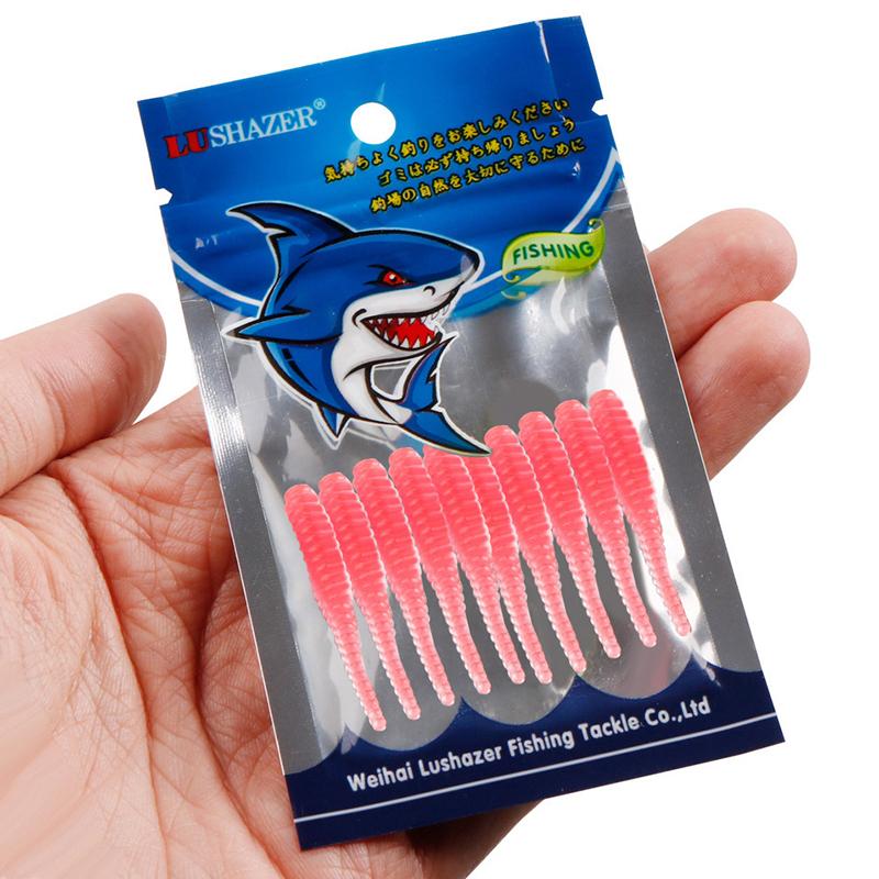 Product Introduction of 10pcs 35mm 0.3g Lua Root Fishing Soft Bait Threaded Soft Bait Mini Soft Worm Straight Tail Lua Fake Bait 22