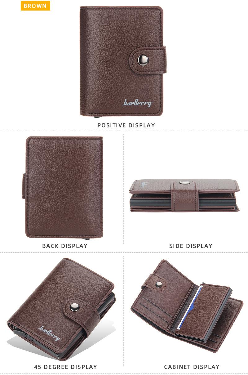 Product Introduction of Men's Card Holder in European and American Style with Lychee Pattern, Automatic Pop-up Card Type Clasp Wallet, Metal Aluminum Box Card Sleeve 11