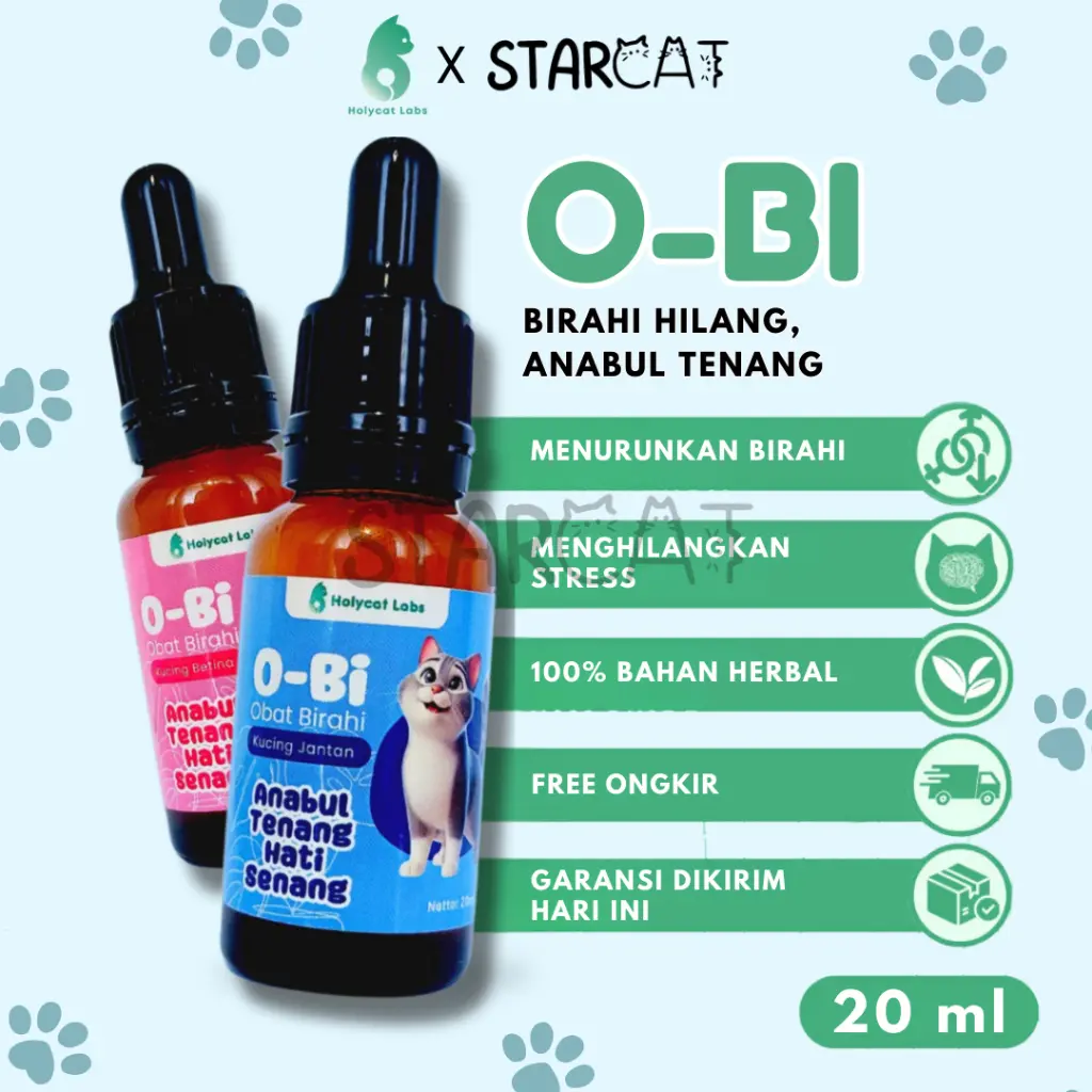 SC Holycatlabs OBAT PENURUN BIRAHI 20ML Herbal Bahan Alami Pengatur Hormon Kucing Anti Stress