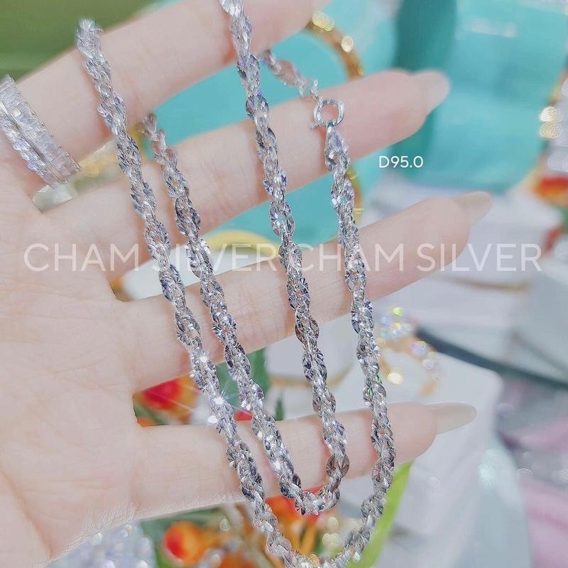Dây Chuyền Titan Trắng Xoắn Mai 8D Nữ-đeo đời đời ko phai ko đen