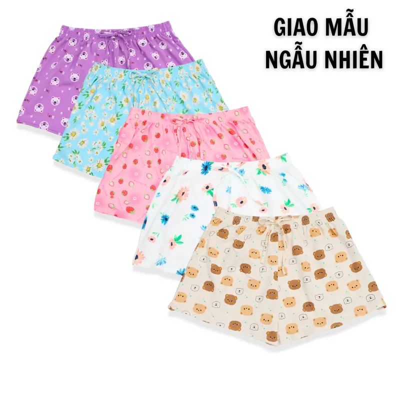 Combo 5 Quần Đùi Thun Nữ Mặc Hè Thoáng Mát Xinh Xắn Thích Hợp Mặc Ngủ Mặc Nhà Cotton Top Áo Women Quần Ngủ 6