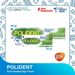POLIDENT FRESH MINT PEREKAT GIGI TIRUAN BEBAS ZINC GSK