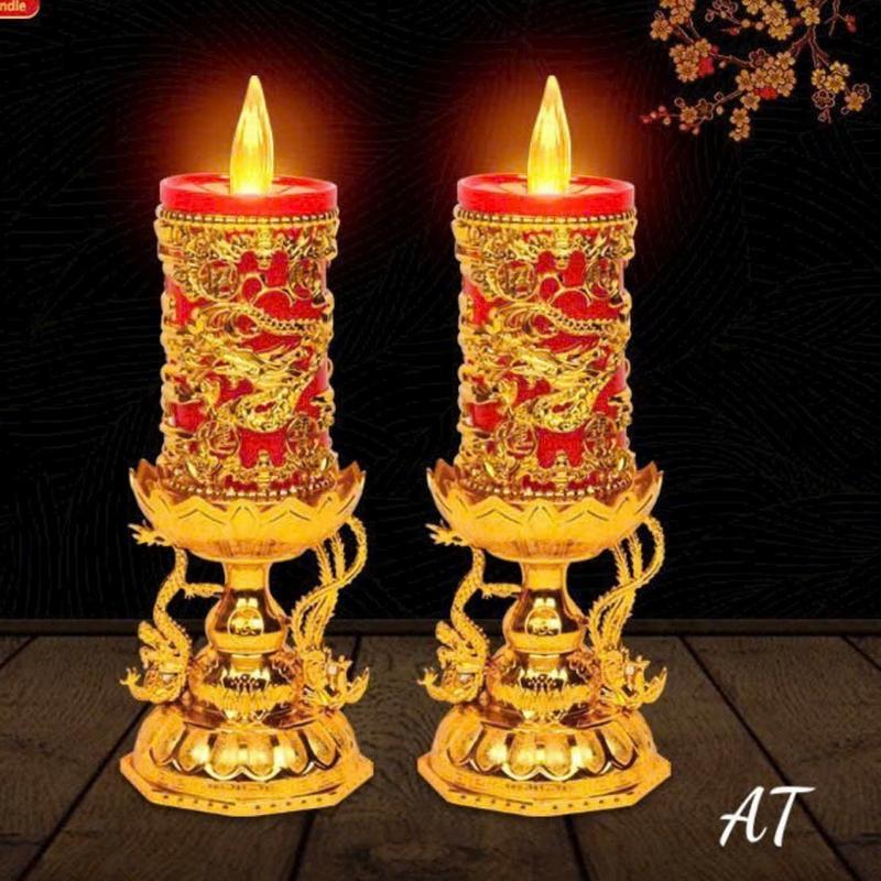 Nến cặp long phụng sử dụng pin Đèn bàn thờ ông Địa bàn thờ gia tiên tiên lợi KHÔNG KÈM PIN Decor Trang Trí Nhà Decor