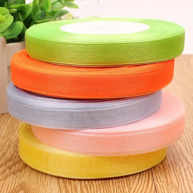 10mm (45 Meters/Roll) Organza Ribbon Packaging Christmas Party Home  Packaging Wedding Decorative Tapes Chiffon Ribbon wedding  centerpieces 0