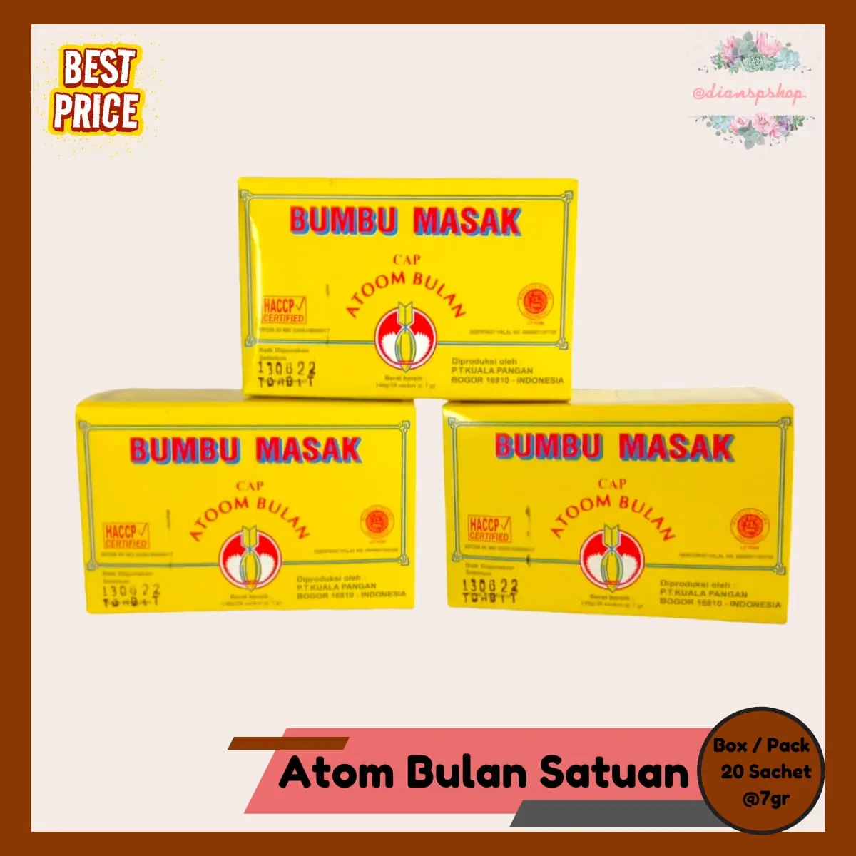 Atom Bulan Pak 1Pak isi 20bungkus Bumbu Penyedap Baso Aci