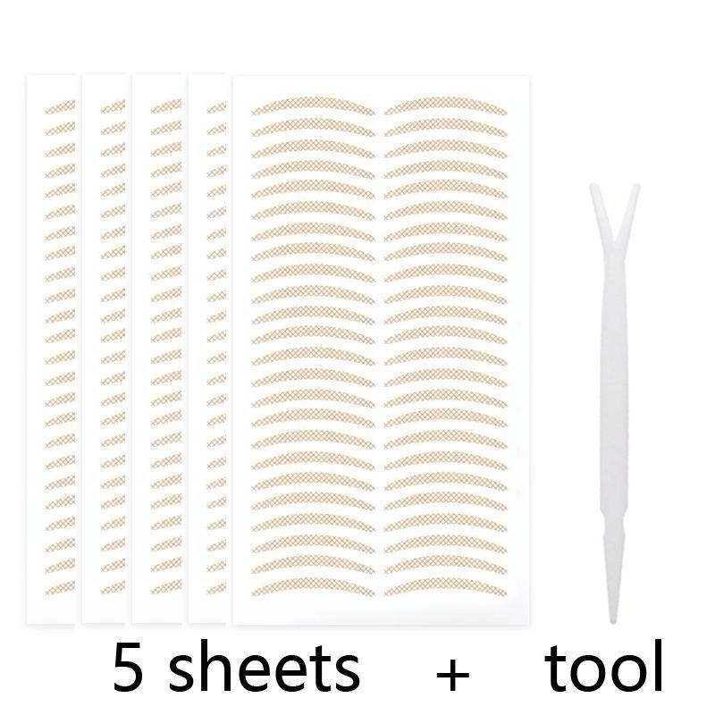 5 Sheets Natural Eyelid Tape, Breathable Eyelid Strip, Waterproof Invisible Eyelid Sticker with Y Shaped Tool 1