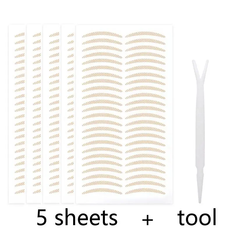 5 Sheets Natural Eyelid Tape, Breathable Eyelid Strip, Waterproof Invisible Eyelid Sticker with Y Shaped Tool 1