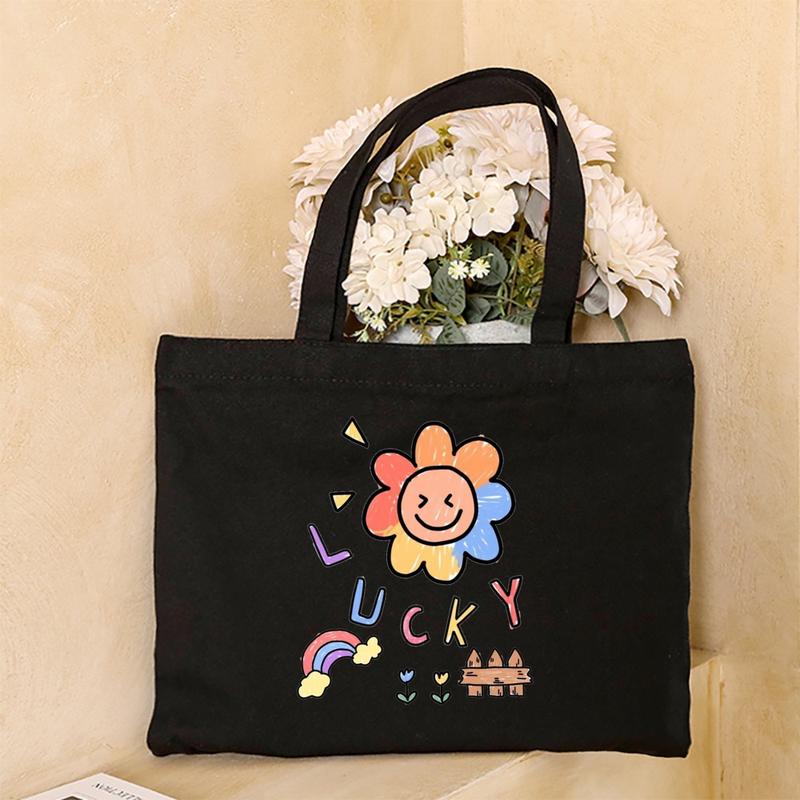 Product Introduction of Cute Cartoon Teddy Bear Printed Canvas Horizontal Handbag Fashionable Versatile One Shoulder Storage Bag 38
