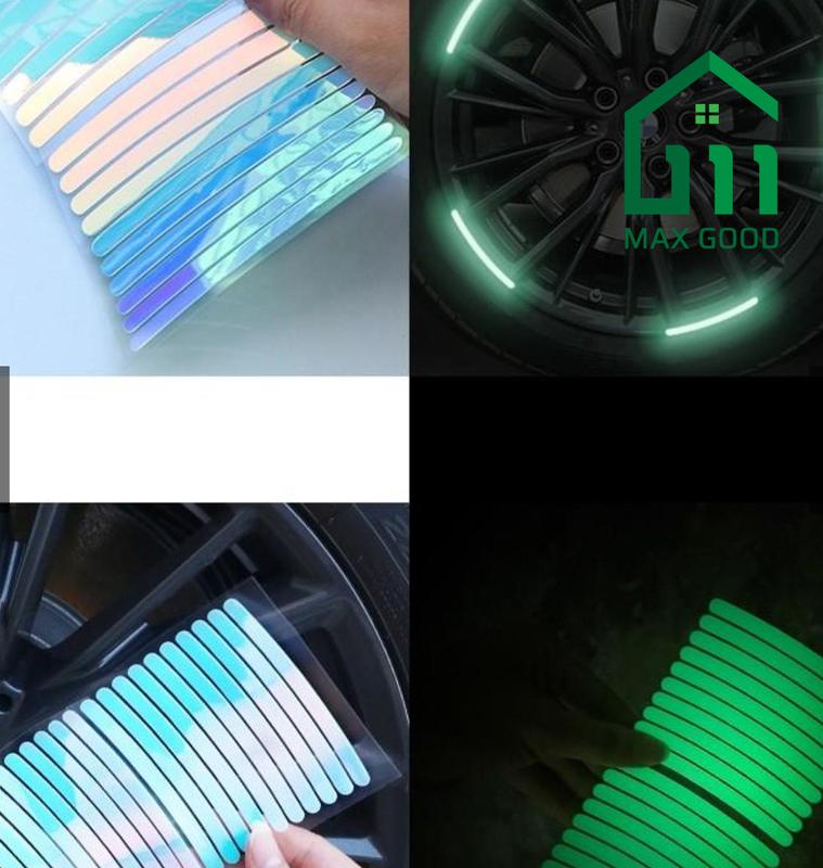 Set decal 20 miếng dán dạ quang, miếng dán decal phản quang độc đáo trang trí bánh xe, làm nổi bật xe ô tô, xe máy