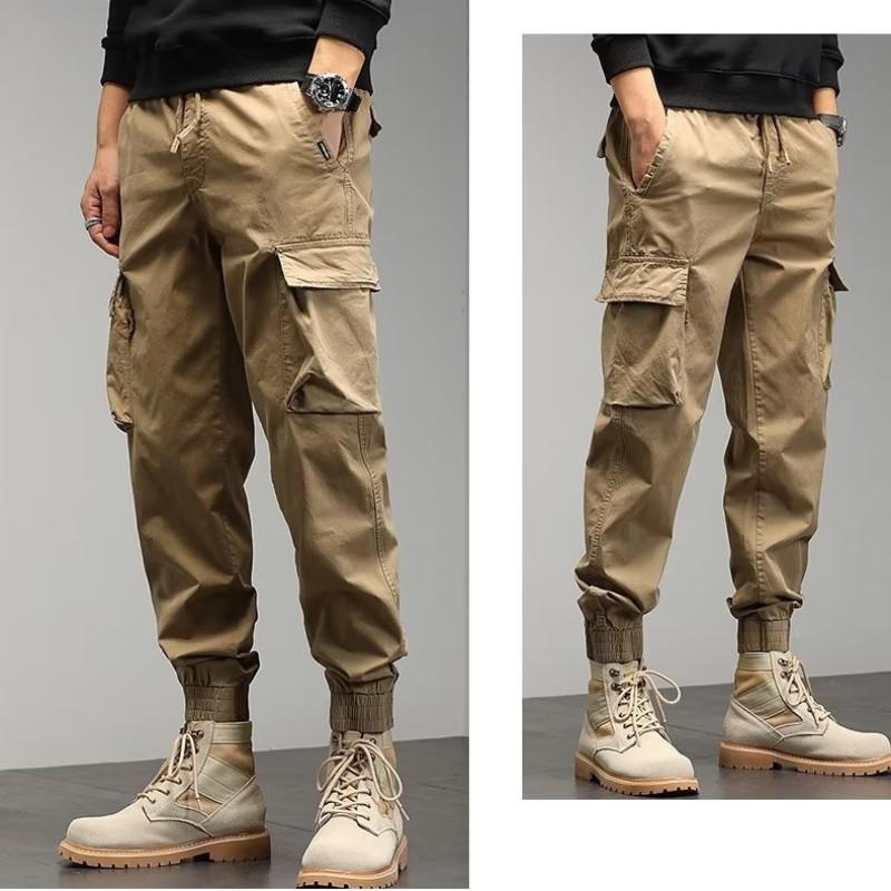 M-5XL Men Cargo Pants Sweatpants Drawstring Elastic Waist Spring Summer Autumn Winter Casual Korean Street Loose Long Tactical Military Plus Size Black Khaki Grey Green 4