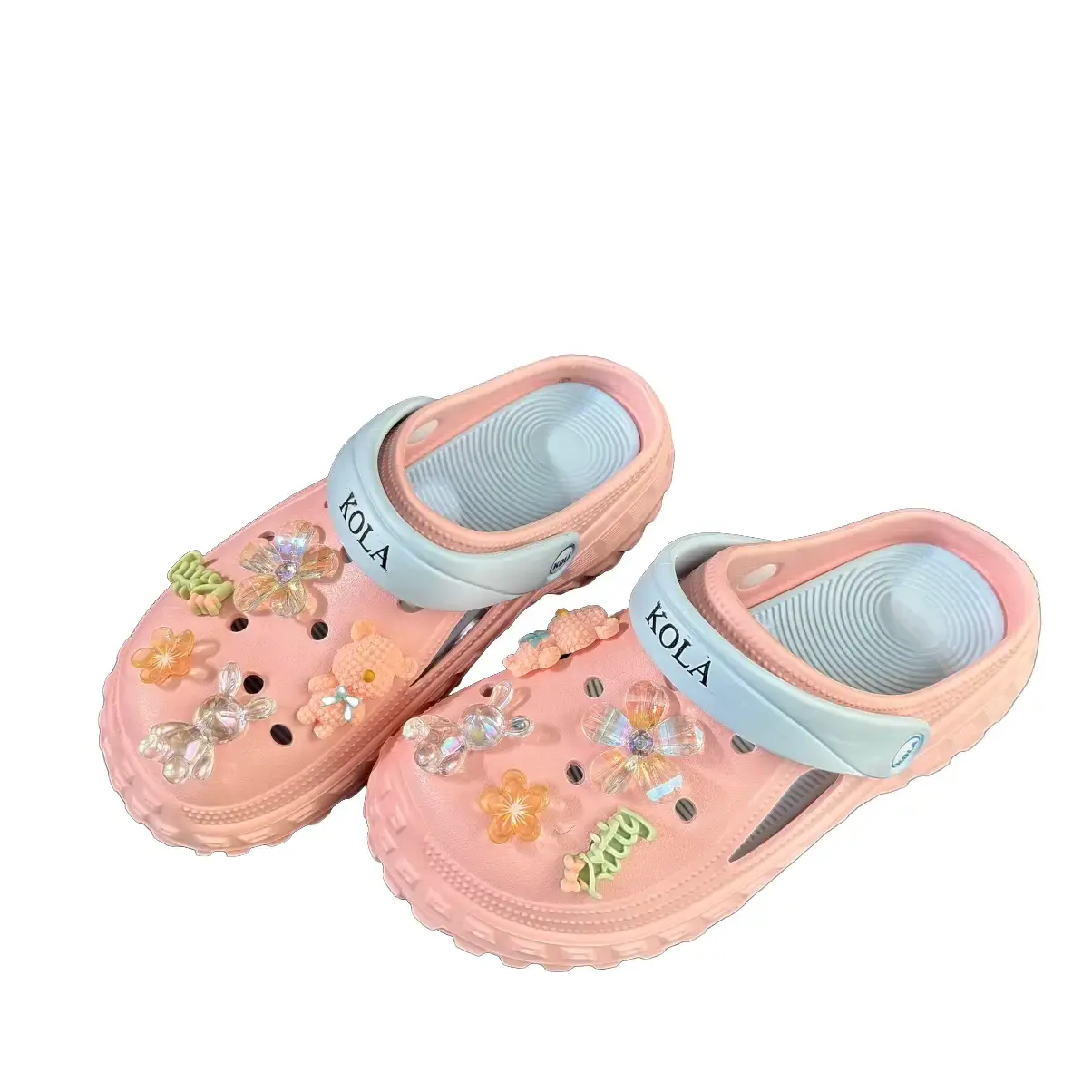Dép Sục Nữ KL-Gấu Đúc Nhựa Đế Độn Cao 5cm Chất Liệu EVA Chốt Trơn Trượt Tặng Kèm Sticker Lấp Lánh DéP Shoes GiàY Women Sandal