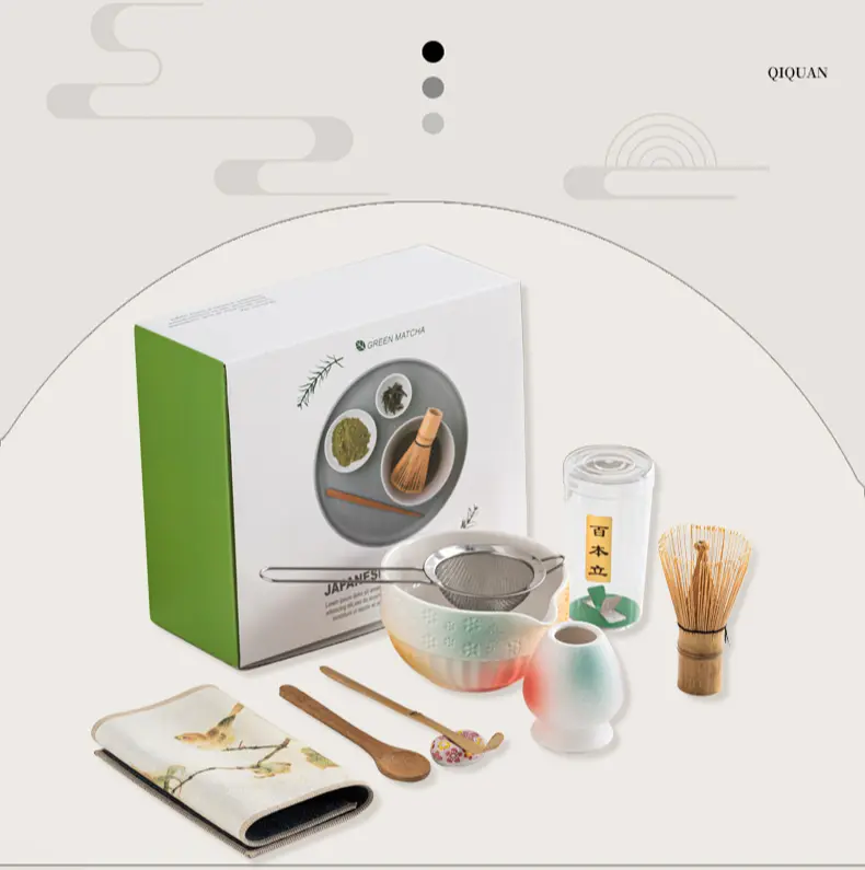 Product Introduction of Artcome Japanese Matcha Tea Set, Matcha Bowl with Pouring Spout, Tea Tray, Matcha Whisk, Ceramic Whisk Holder, Matcha Powder Caddy, Handmade Matcha Ceremony Kit for Japanese Tea Ceremony (8Pcs) 4
