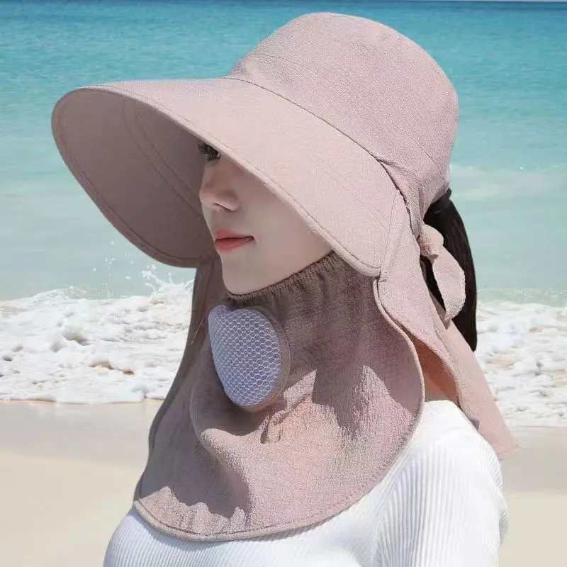 Outdoor women's sunscreen hat, sun hat, UV protection, face protection, breathable shading, summer work and leisure, large brim sunscreen hat