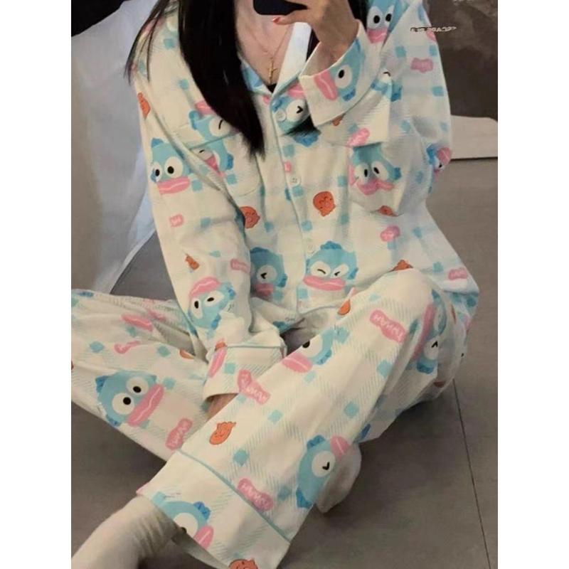 Đồ Ngủ Cá Hề Hoạt Hình, Dễ Thương, Dành Cho Nữ, Bộ Sưu Tập Mùa Xuân Và Mùa Thu, Quần Dài Tay, Hình Ảnh Cao Cấp, Thích Hợp Cho Sinh Viên Ký Túc Xá Và Mặc Nhà, Có Thể Mặc Ngoài Trời 1