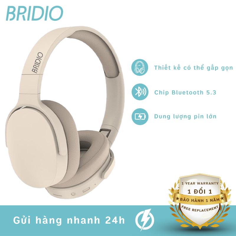TH30 khaki Tai nghe chụp tai BRIDIO TH30 Bluetooth không dây có micrô và thẻ nhớ 3 chức năng trong 1 chất lượng cao giảm tiếng ồn Nhét Tai Nghe Nhạc
