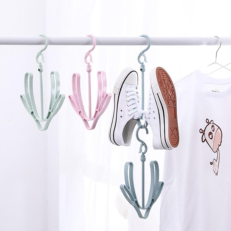 Product Introduction of Multifunctional Shoes Drying Hanger Drying Rack Windproof Rotatable Balcony Scarf Necktie Shoe Hanging For Home Storage Organize 11