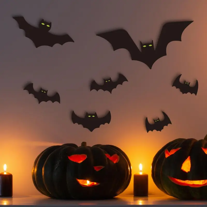 Bat Shaped Wooden Sign, 1 Set Bat Wall Art Decor, Wall Decor for Home Farmhouse Cafe Coffee Shop Living Room Office Studio Bar Pub Club 4