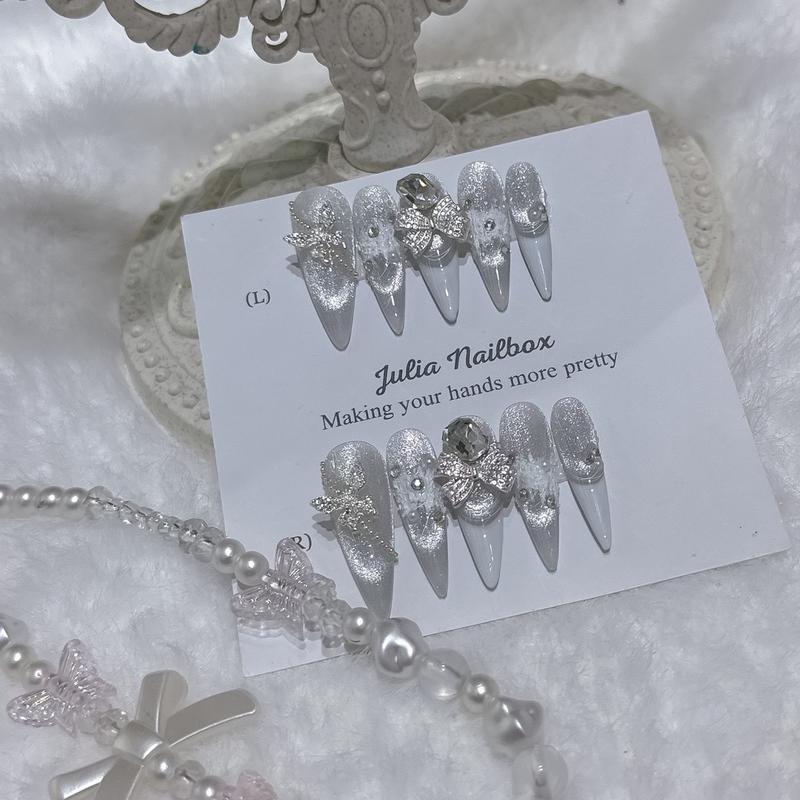 JuliaNailbox Mã 313 mắt mèo siêu sáng Móng tay giả thiết kế thủ công sơn gel tặng kèm keo miếng dán dũa bông lau móng gắn dễ dàng tiện lợi có thể tái sử dụng Nữ